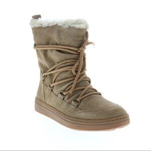 Earth Zodiac Snow Boot Womens Brown Suede Lace Up Mid Calf Boots Light Tan 7
